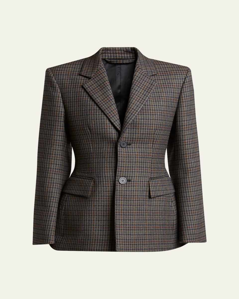 Hourglass Plaid Wool Jacket